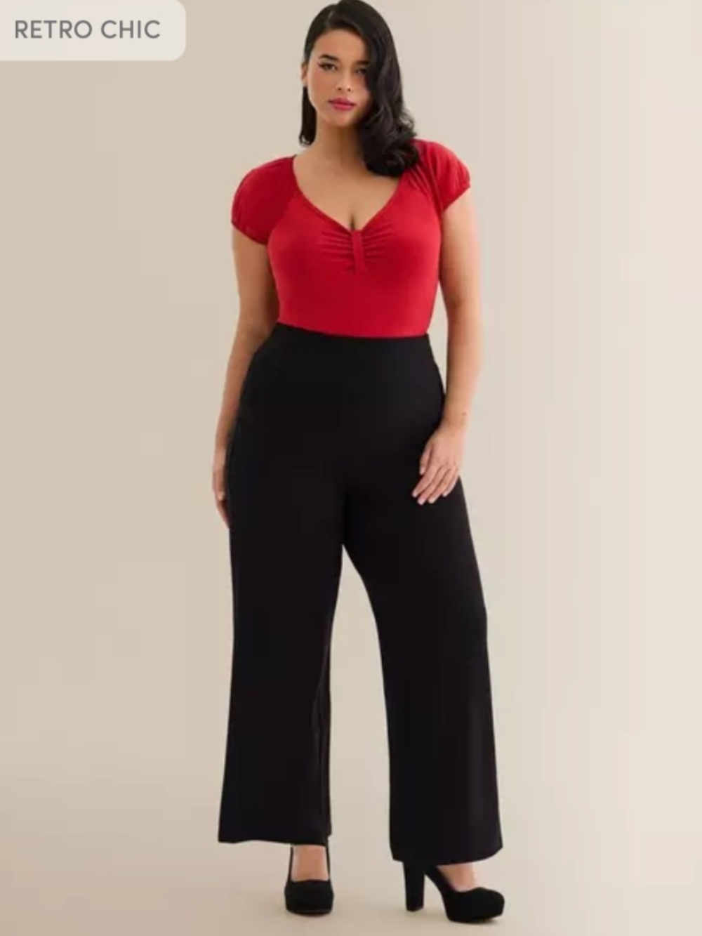 Scarlet Sage Retro Chic Foxy Sweetheart Puff Sleeve Top Size 3 - Picture 4 of 4